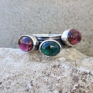 Natural Tourmaline Gemstone Ring 9gms Solid Sterling Sz 7